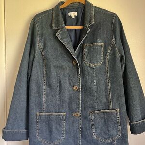 Denim & Co  Oversized  Denim Jacket with Notched Lapel Size Large